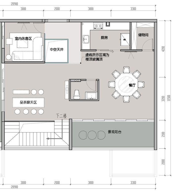 1500平方跃层办公室三层平面图