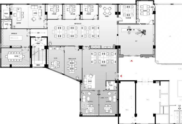 商务办公室装修平面图